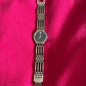 Movado Stainless Steel Bracelet Watch with Black Dial